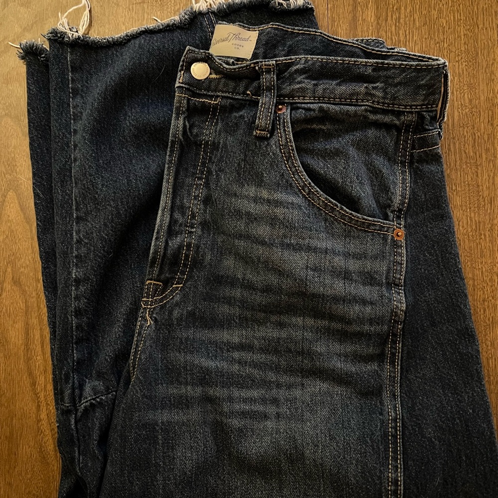 Universal Thread Women's Barrel Wide Leg Jeans - Dark Blue - Picture 3 of 6